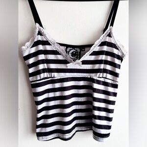 Killstar Black White Striped Lace Cami Goth Alt Y2K Tank M